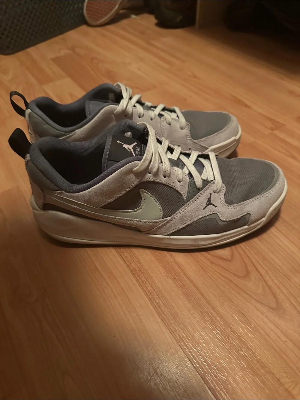 Jordan Grey and White Low-Top Sneaker